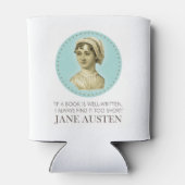Jane Austen Portrait en Citaat bij het Lezen Blikjeskoeler (Achterkant)