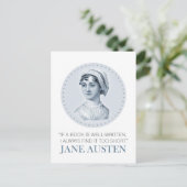 Jane Austen Portrait en Citaat bij het Lezen Briefkaart (Staand voorkant)
