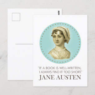 Jane Austen Portrait en Citaat bij het Lezen Briefkaart