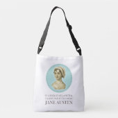 Jane Austen Portrait en Citaat bij het Lezen Crossbody Tas (Achterkant)