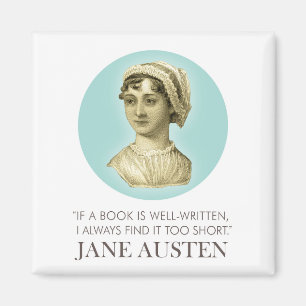 Jane Austen Portrait en Citaat bij het Lezen Magneet