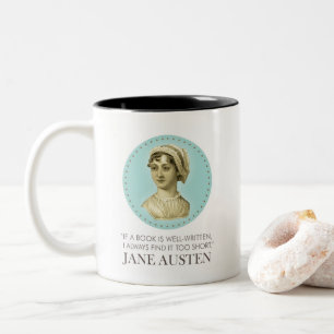 Jane Austen Portrait en Citaat bij het Lezen Tweekleurige Koffiemok