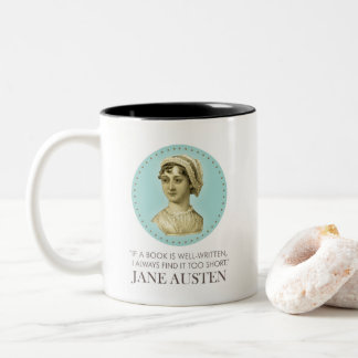 Jane Austen Portrait en Citaat bij het Lezen Tweekleurige Koffiemok