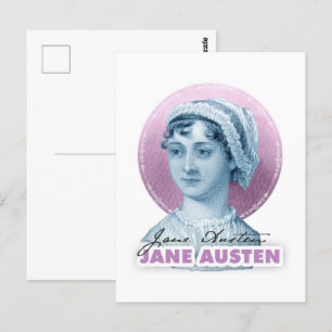 Jane Austen Portrait en Signature Pink Briefkaart