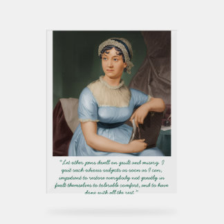 Jane Austen portret + citaat (Blauw) Acryl Bord