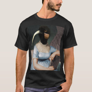 Jane Austen portret met vogelkop T-shirt
