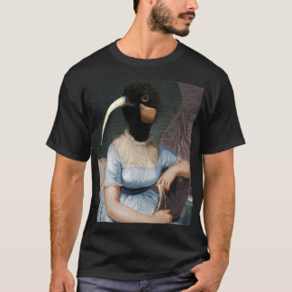 Jane Austen portret met vogelkop T-shirt