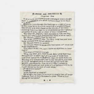 Jane Austen Pride en het Citaat van de Literatuur  Fleece Deken