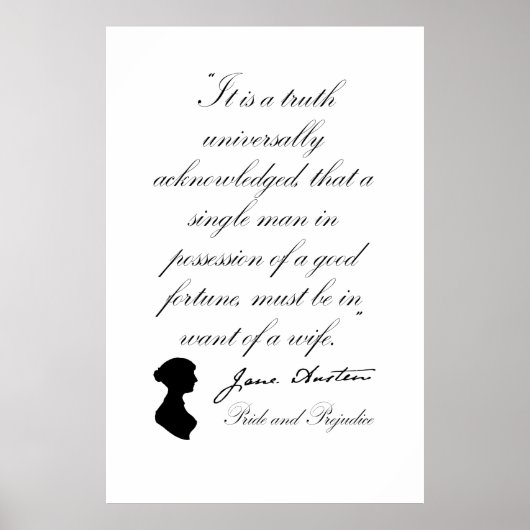 Jane Austen Pride en het Citaat van de Vooroordele Poster (Voorkant)