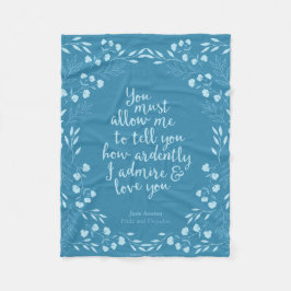 Jane Austen Pride en Prejudice Floral Love Fleece Deken