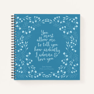 Jane Austen Pride en Prejudice Floral Love Quote Notitieboek