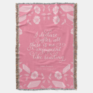 Jane Austen Pride & Prejudice Floral Bookish Quote Deken