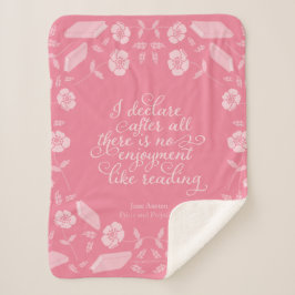 Jane Austen Pride & Prejudice Floral Bookish Quote Sherpa Deken