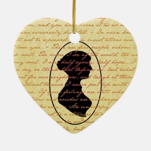 Jane Austen Quotes en Cameo Kerstfeestdag Keramisch Ornament (Achterkant)