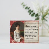 Jane Austen schrijft geïnspireerd design Briefkaart (Staand voorkant)