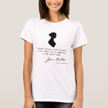 Jane Austen silhouette en een boek quote,