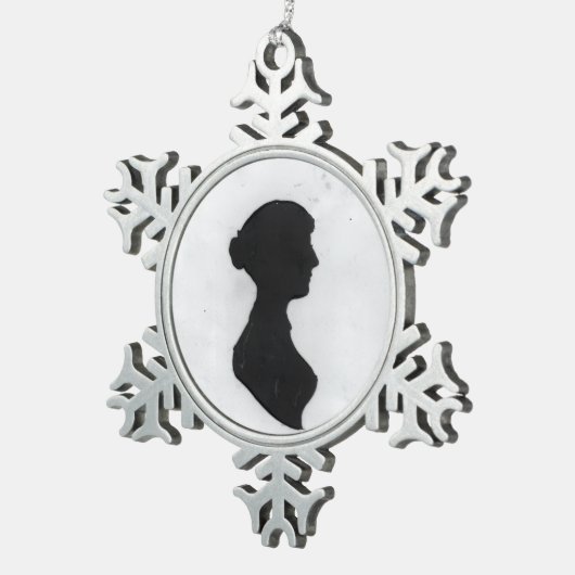 Jane Austen Silhouette Tin Sneeuwvlok Ornament (Rechts)