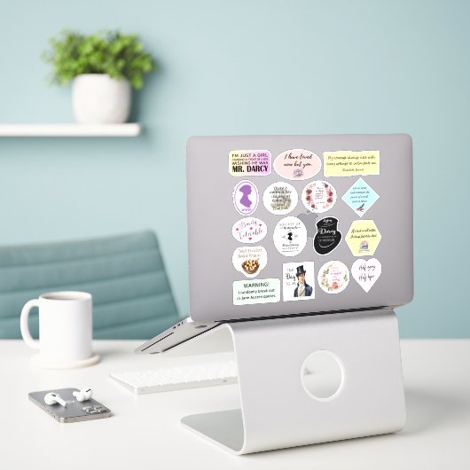 Jane Austen Stickers (Laptop op bureau)
