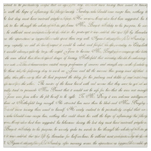 Jane Austen Text Black op Antiek Cream Fabric Stof