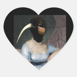 Jane Austen with bird head Hart Sticker
