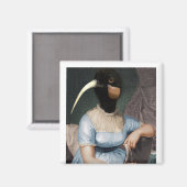 Jane Austen with bird head Magneet (Voorkant / Achterkant)