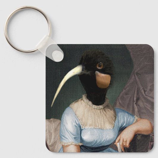 Jane Austen with bird head Sleutelhanger (Voorkant)