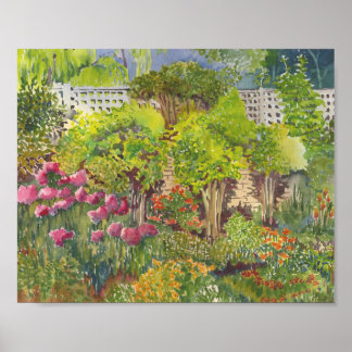 Jane Austen's Garden Waterverf Print