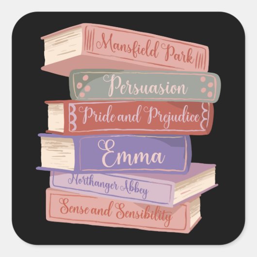 Jane Austen's Novels V Vierkante Sticker (Voorkant)