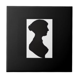 Jane Austens Silhouet op Zwart Tegeltje