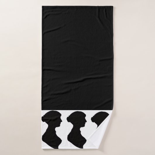 Jane Austen's Silhouette on Black Bad Handdoek (Badhanddoek)