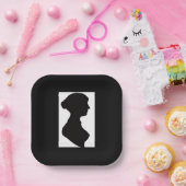 Jane Austen's Silhouette on Black Papieren Bordje (Feest)