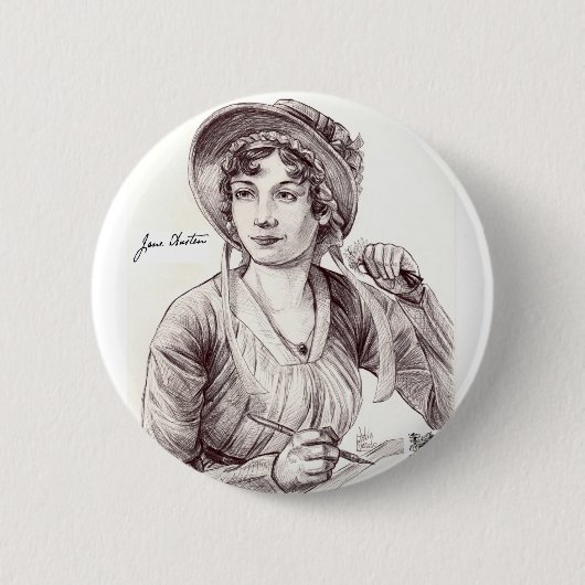 Jane Austin met een glimlach Ronde Button 5,7 Cm (Voorkant)