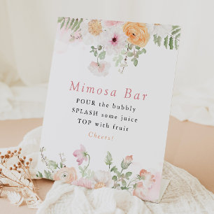 JANE Blush Bloemenblaadjes & Prosecco Mimosa Bar Reclamebord Met Voetstuk