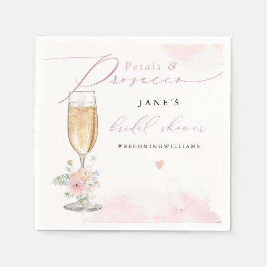 JANE Blush Bloemenkronen & Prosecco Bruiloftsfeest Servet (Voorkant)