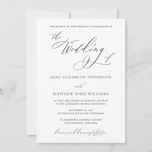 Jane Catholic Faire-part de mariage avec RSVP (Devant)