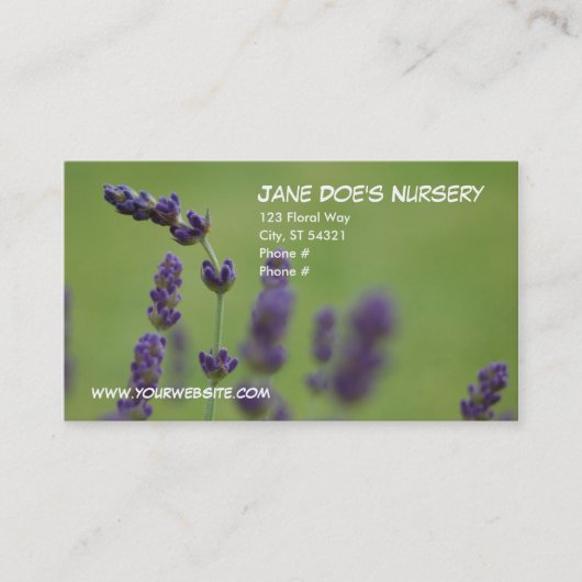 Jane Doe's Nursery Visitekaartje (Voorkant)