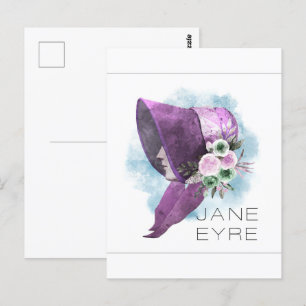 Jane Eyre Bonnet Flowers Paarse en Blauw Briefkaart