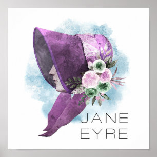 Jane Eyre Bonnet Flowers Paarse en Blauw Poster