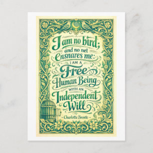 Jane Eyre Bronte citaat: Ik ben geen vogel Briefkaart