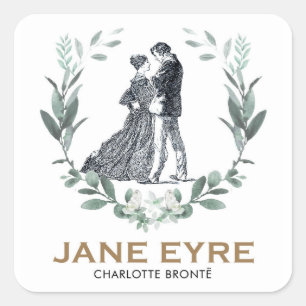 Jane Eyre en Edward Rochester met Wreath Vierkante Sticker
