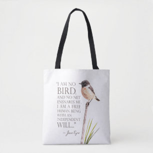 Jane Eyre - ik ben geen vogel - bruine vogel Draagtas
