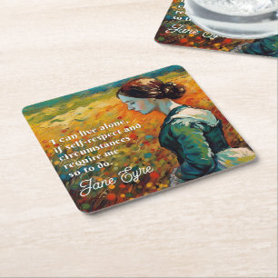 Jane Eyre Quote Monet stijl schilderij Vierkante Kartonnen Onderzetter