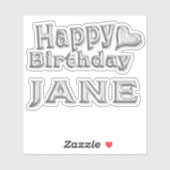 Jane Happy Birthday silver Aufkleber Sticker (Vel)