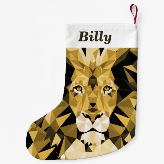 Jane Lyon Cool Geometrische Leeuwenkop Kleine Kerstsok (Achterkant)