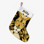 Jane Lyon Cool Geometrische Leeuwenkop Kleine Kerstsok (Voorkant (Hangend))