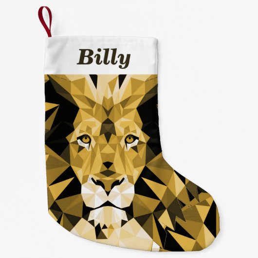 Jane Lyon Cool Geometrische Leeuwenkop Kleine Kerstsok (Voorkant)