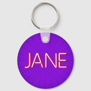 Jane Name in Ggloed Neon Lights Sleutelhanger