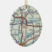 Janesville WI  Map Keramisch Ornament (Rechts)