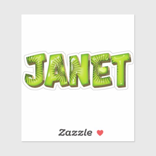 Janet Nom Kiwi Design Autocollants (Feuille)