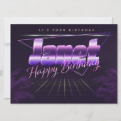 Janet Nom Prénom lila retro Carte Anniversaire (Devant)
